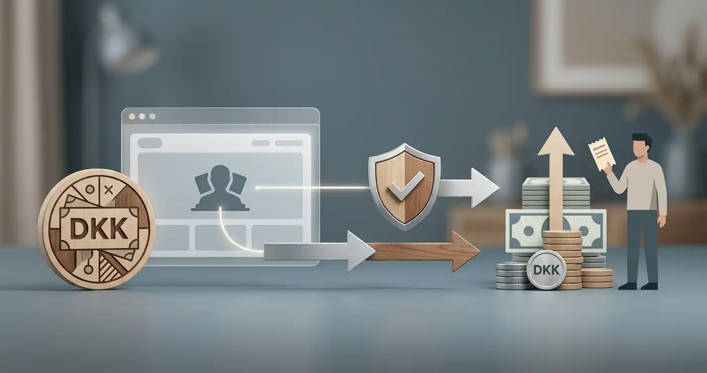 Illustration af dansk onlinekasino, spilleafgift og skattefri gevinst i danske kroner