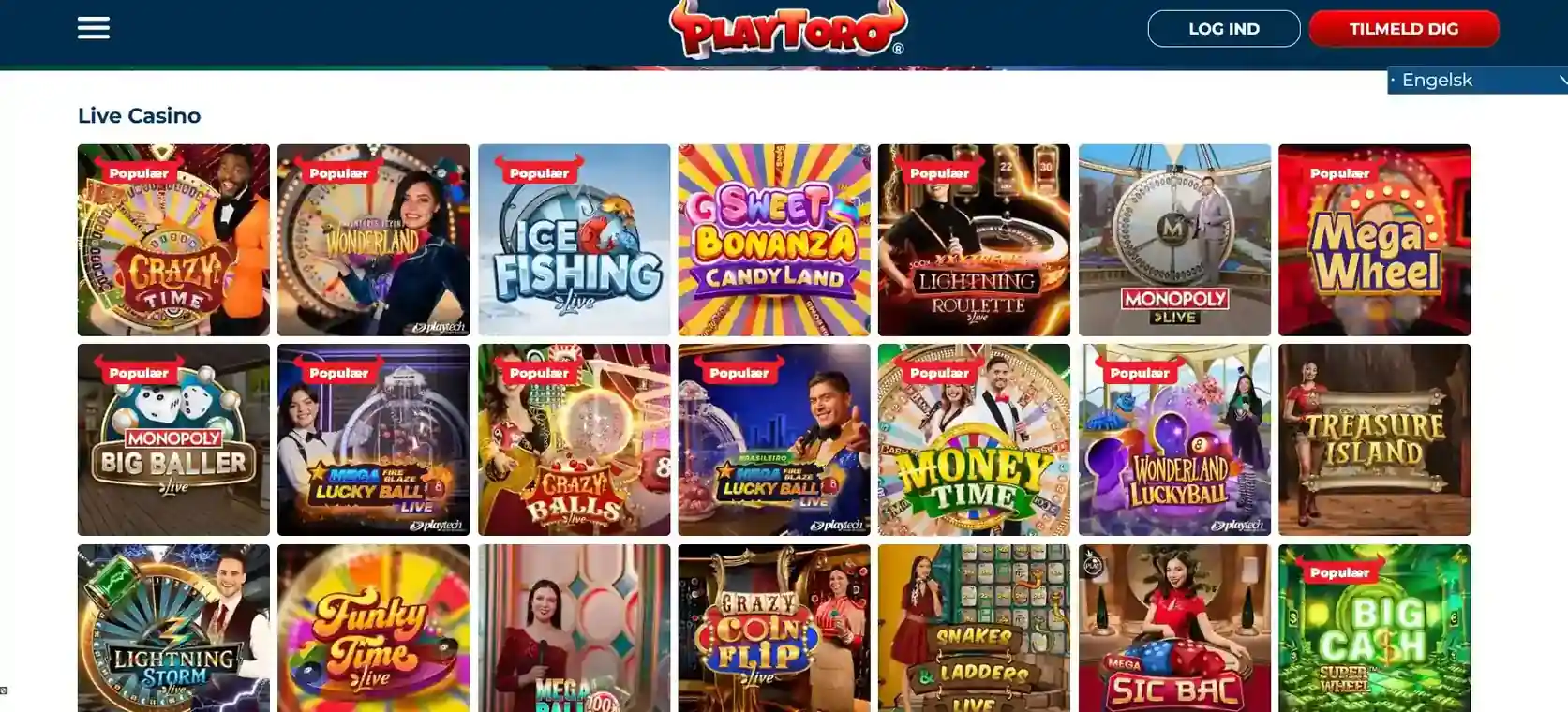 PlayToros officielle livecasinoafsnit