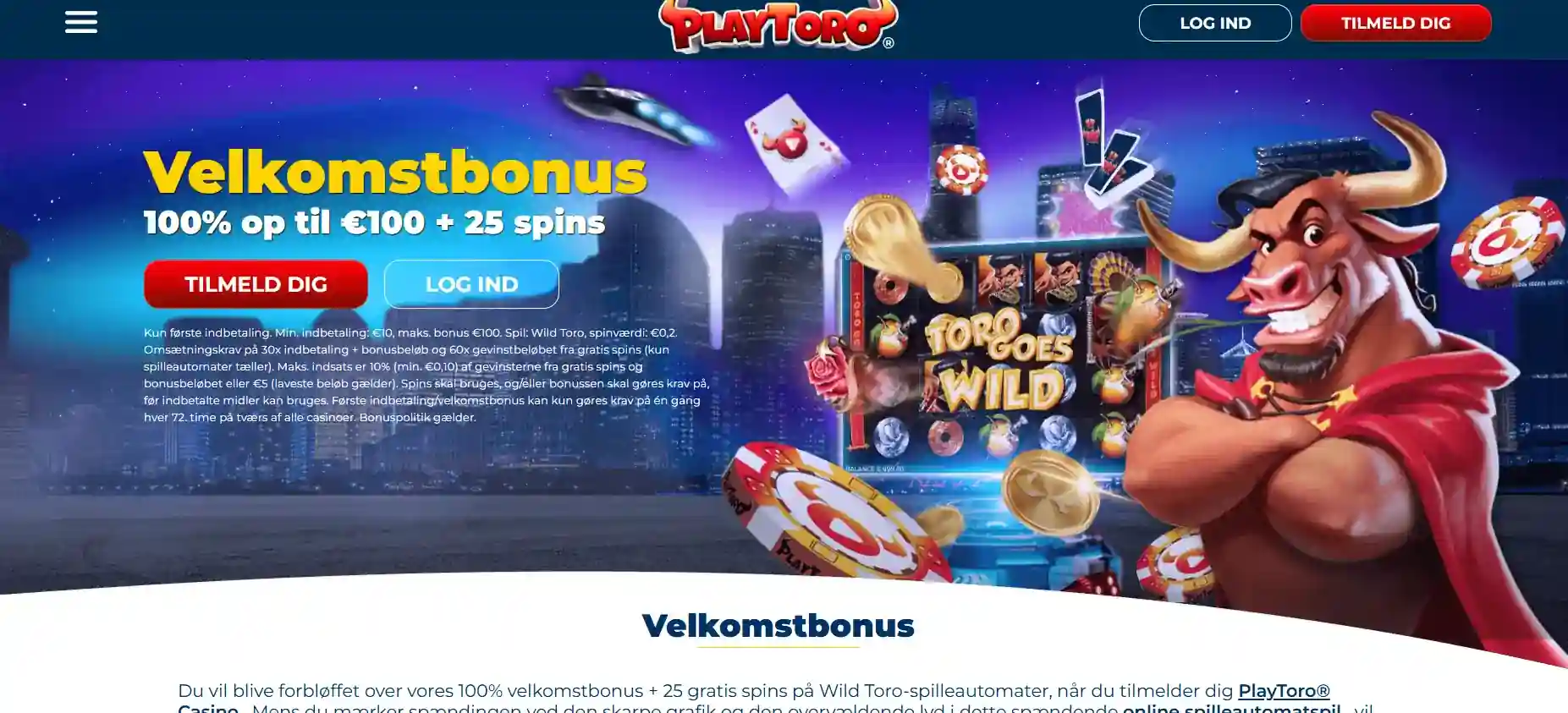 PlayToro Partners side med danske bonusvilkår